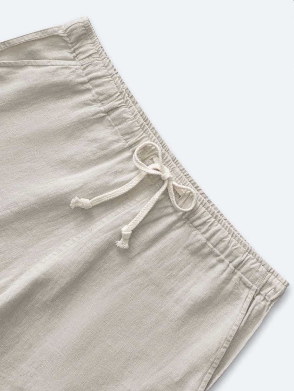 Alex Crane Bo Linen Pants Relaxed Drawstring Pull On Normandy Flax Bone Large - Picture 4 of 16